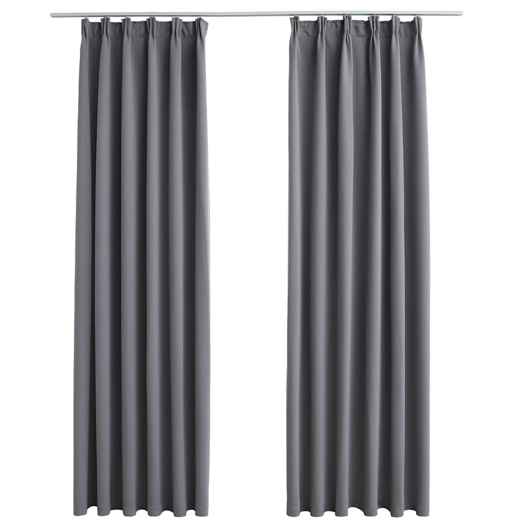 Tende Oscuranti con Ganci 2 pz Grigie 140x245 cm
