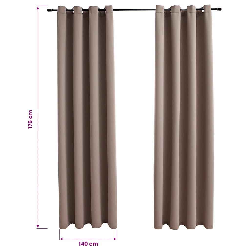 Tende Oscuranti con Anelli Metallo 2pz Grigio Talpa 140x175 cm