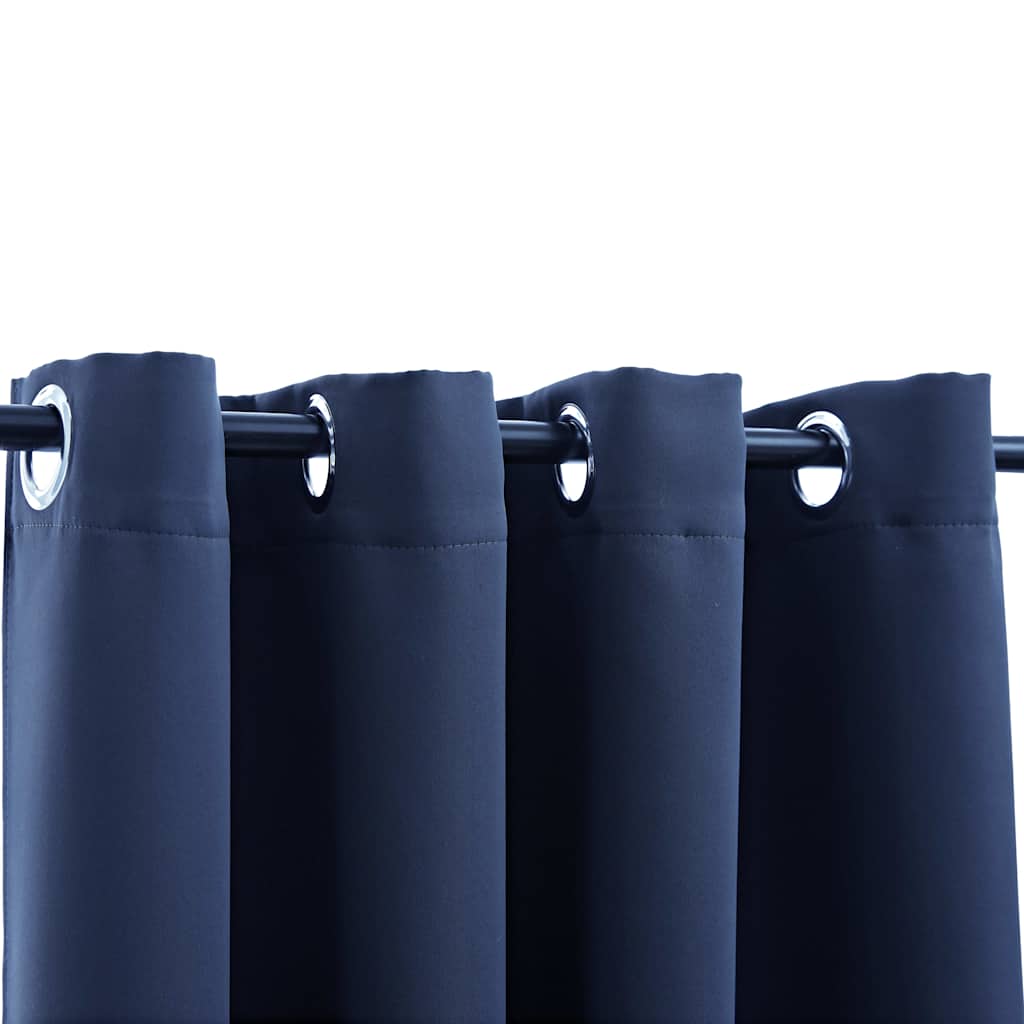 Tende Oscuranti con Anelli in Metallo 2 pz Blu 140x175 cm