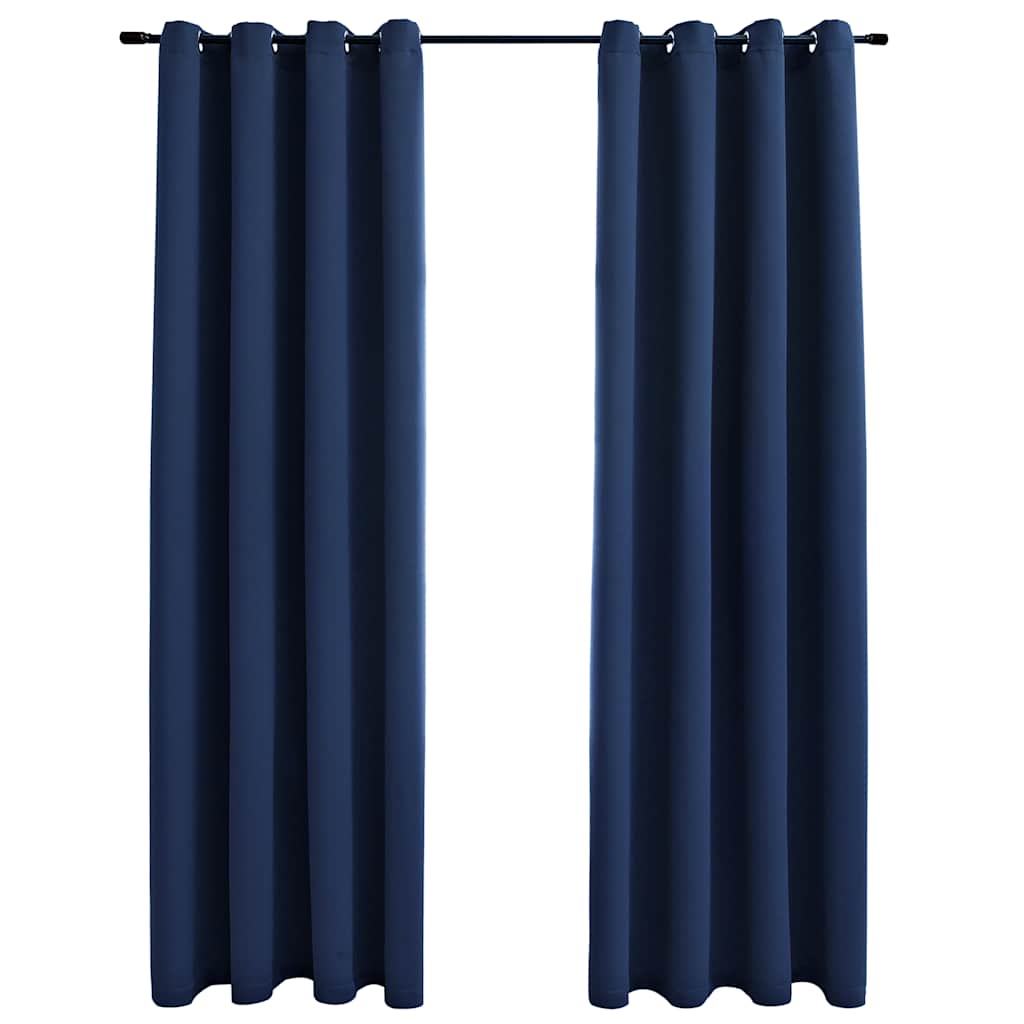 Tende Oscuranti con Anelli in Metallo 2 pz Blu 140x225 cm