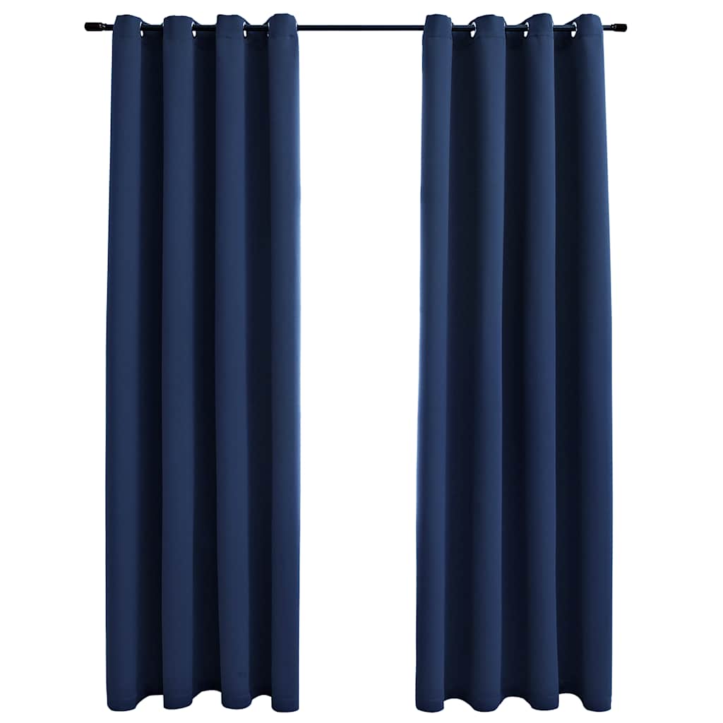 Tende Oscuranti con Anelli in Metallo 2 pz Blu 140x245 cm