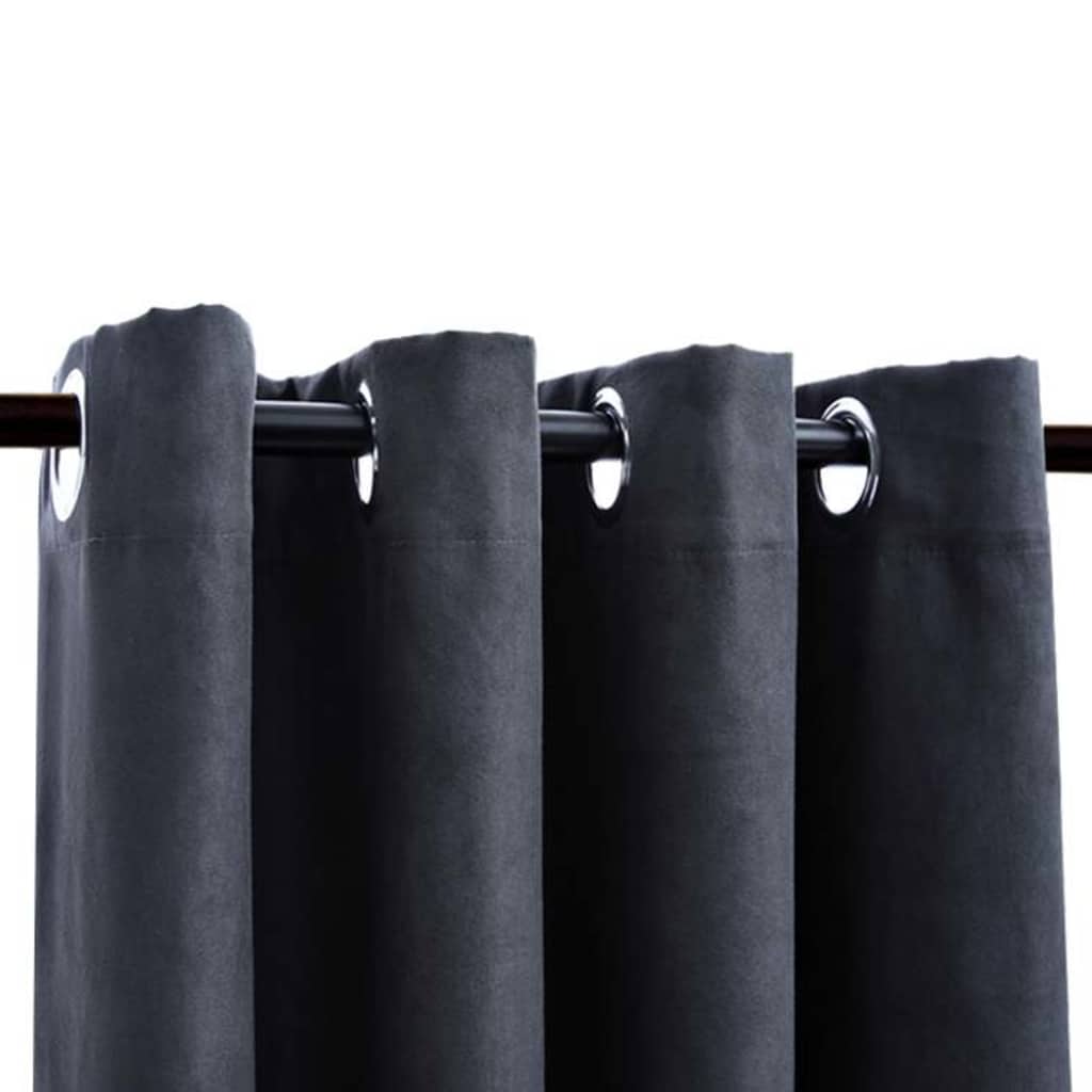 Tende Oscuranti con Anelli in Metallo 2 pz Antracite 140x175 cm
