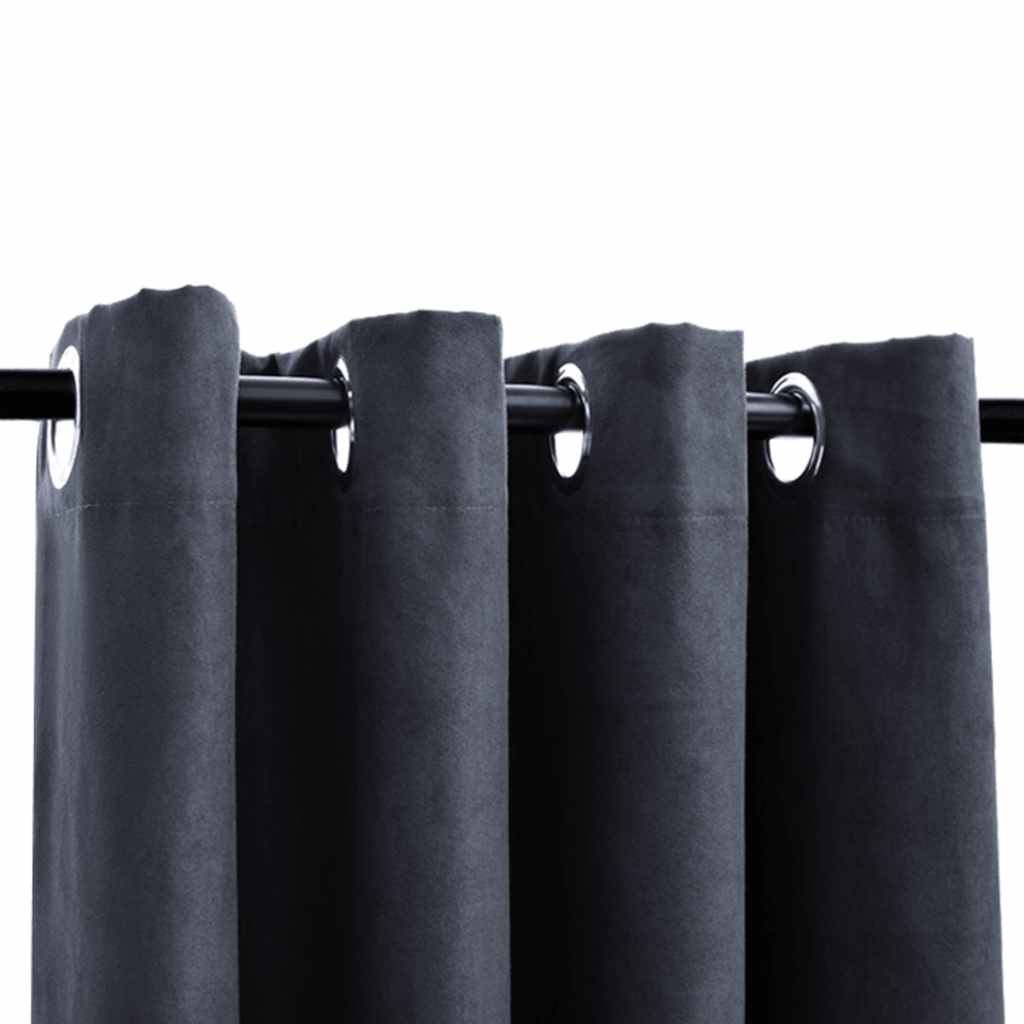Tende Oscuranti con Anelli in Metallo 2 pz Antracite 140x225 cm