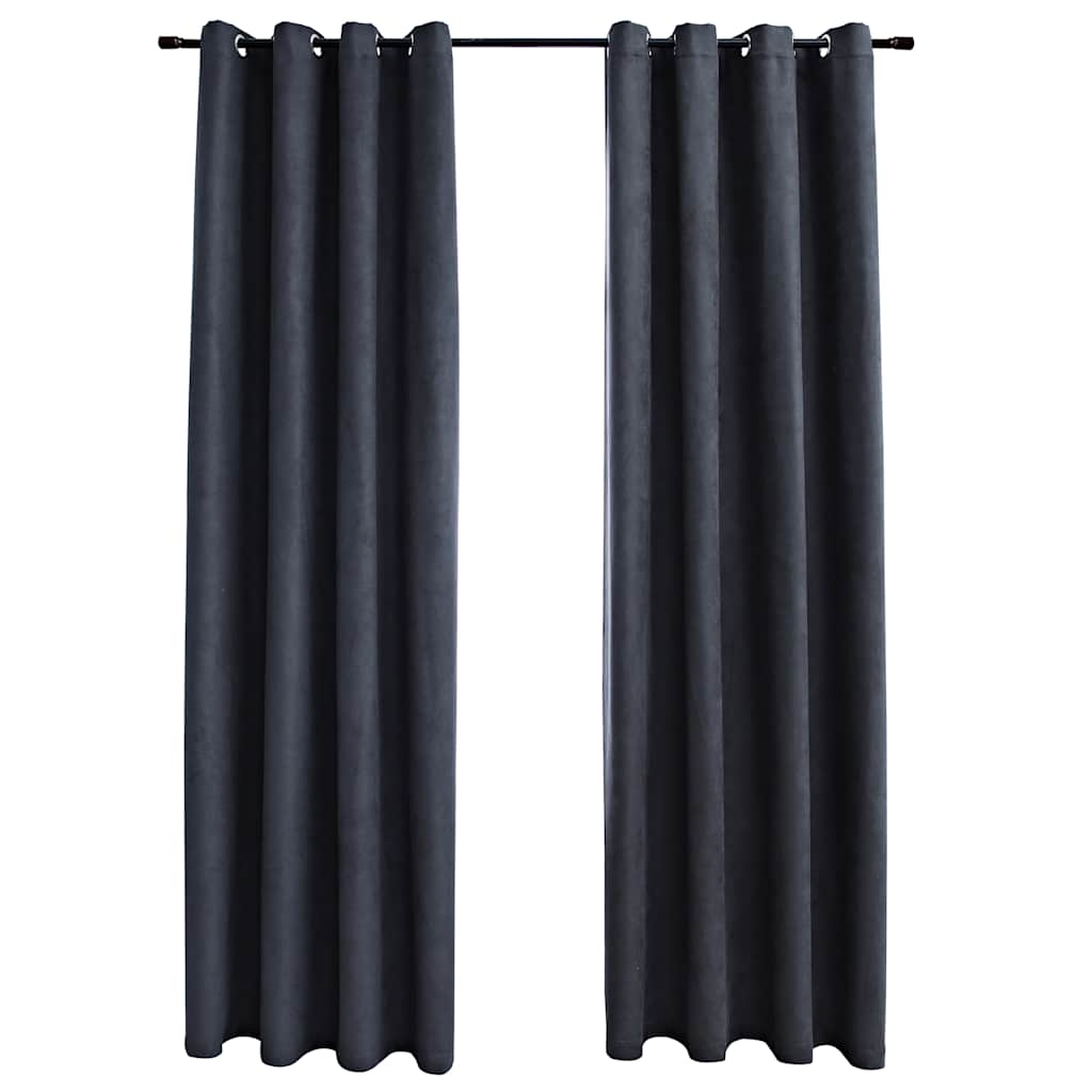 Tende Oscuranti con Anelli in Metallo 2 pz Antracite 140x245 cm