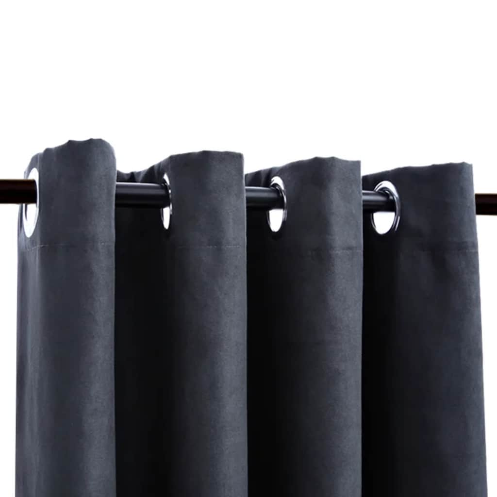 Tende Oscuranti con Anelli in Metallo 2 pz Antracite 140x245 cm