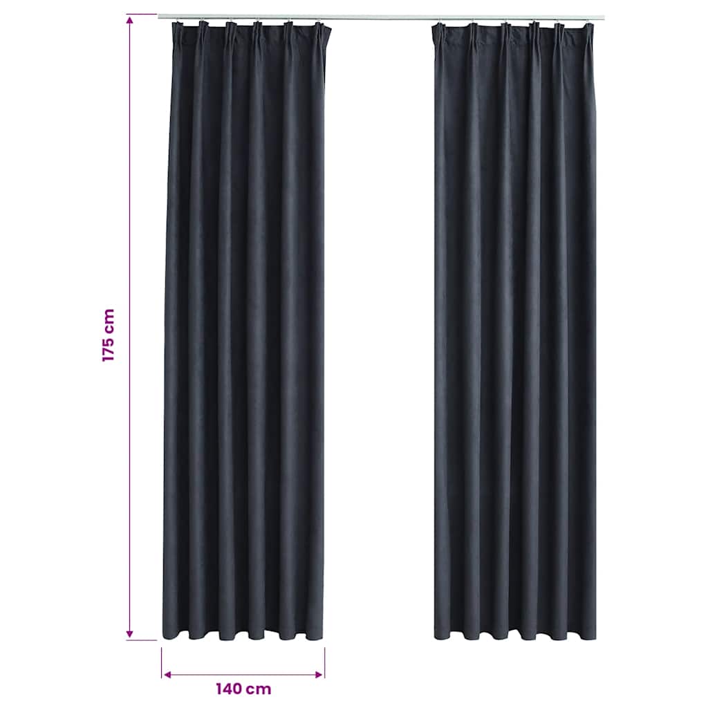 Tende Oscuranti con Ganci 2 pz Antracite 140x175 cm