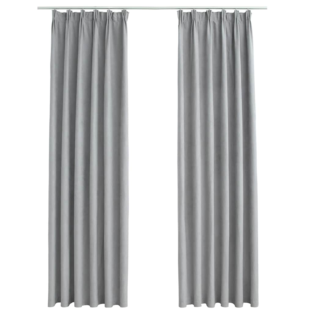 Tende Oscuranti con Ganci 2 pz Grigie 140x225 cm