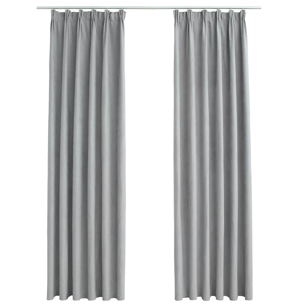 Tende Oscuranti con Ganci 2 pz Grigie 140x245 cm