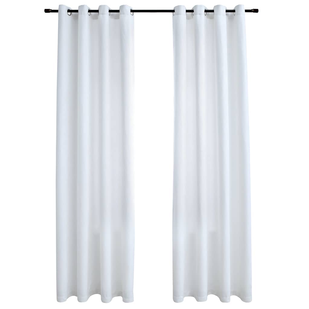 Tende Oscuranti con Anelli in Metallo 2 pz Avorio 140x225 cm