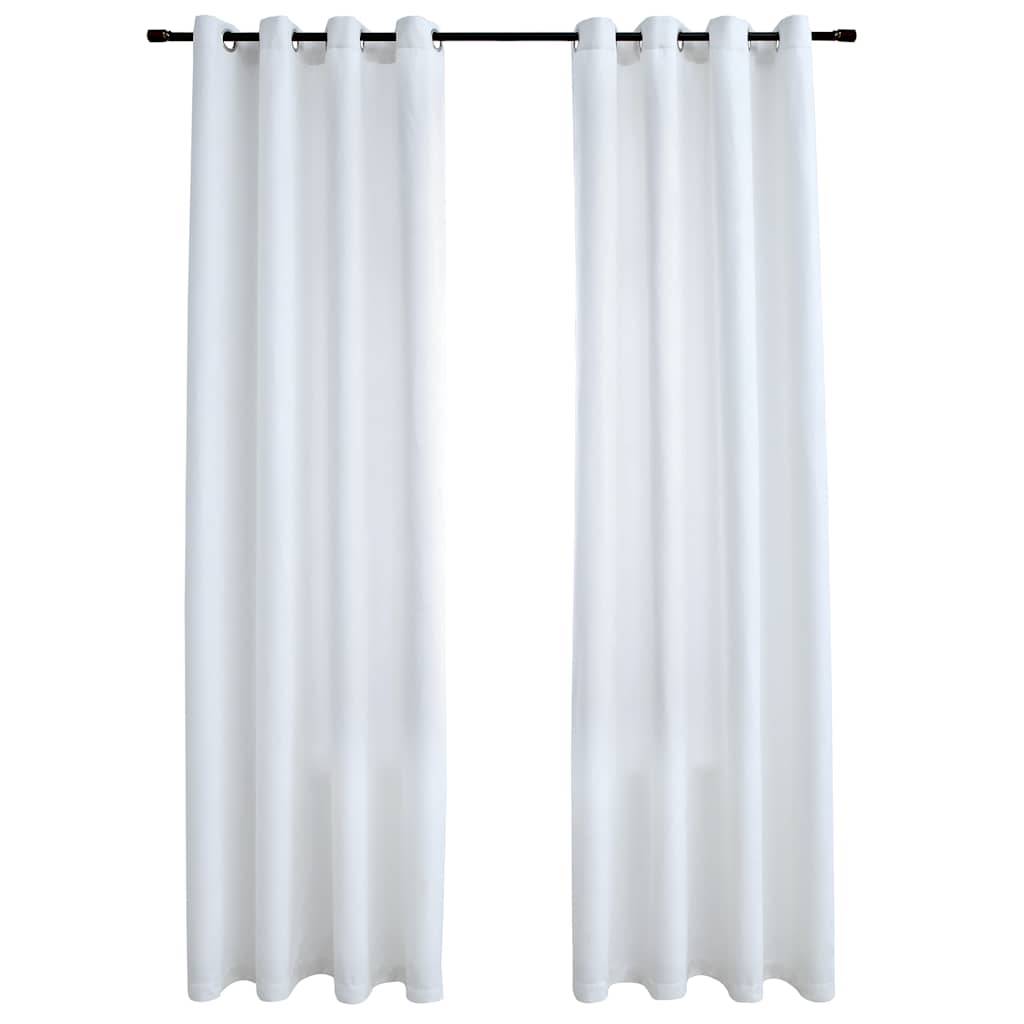 Tende Oscuranti con Anelli in Metallo 2 pz Avorio 140x245 cm