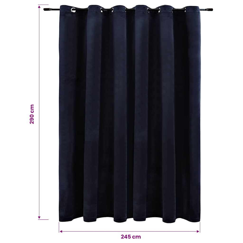 Tenda Oscurante con Anelli in Metallo Velluto Nera 290x245 cm