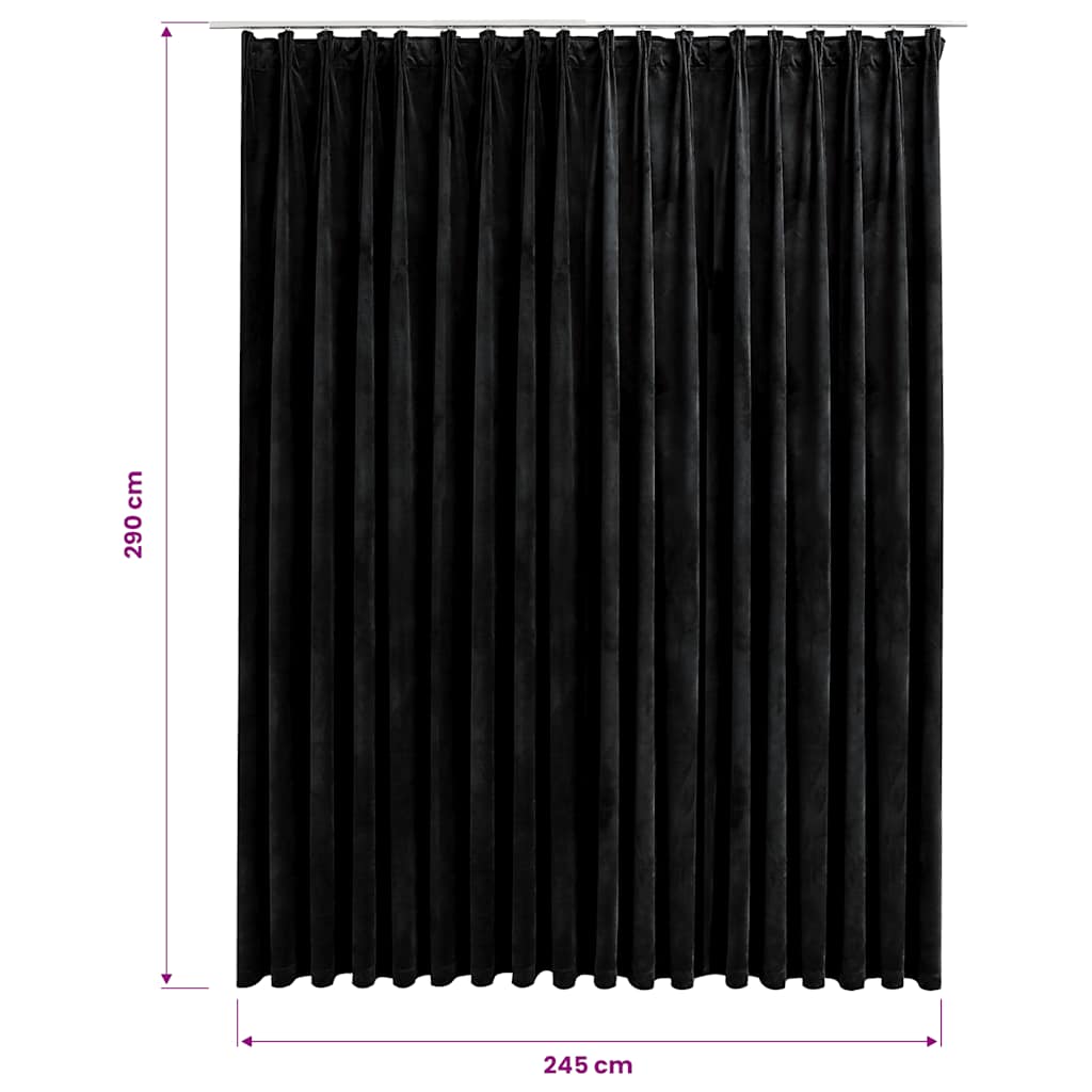 Tenda Oscurante con Ganci Nera in Velluto 290x245 cm