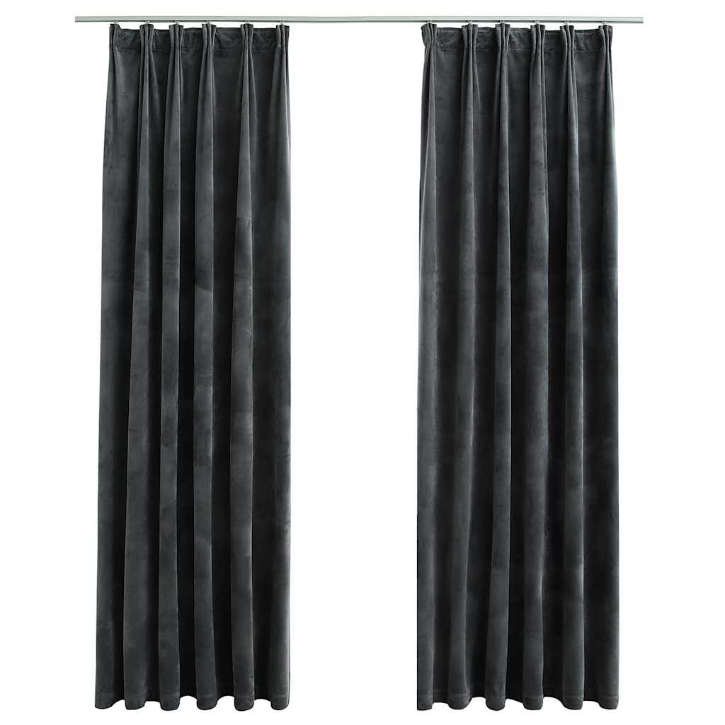 Tende Oscuranti con Ganci 2 pz Antracite in Velluto 140x225 cm
