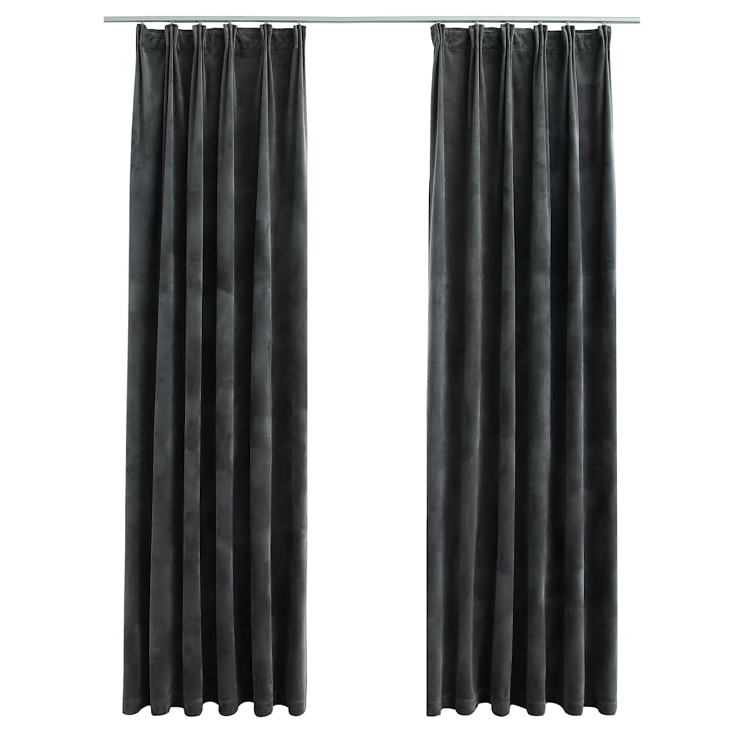 Tende Oscuranti con Ganci 2 pz Antracite in Velluto 140x245 cm