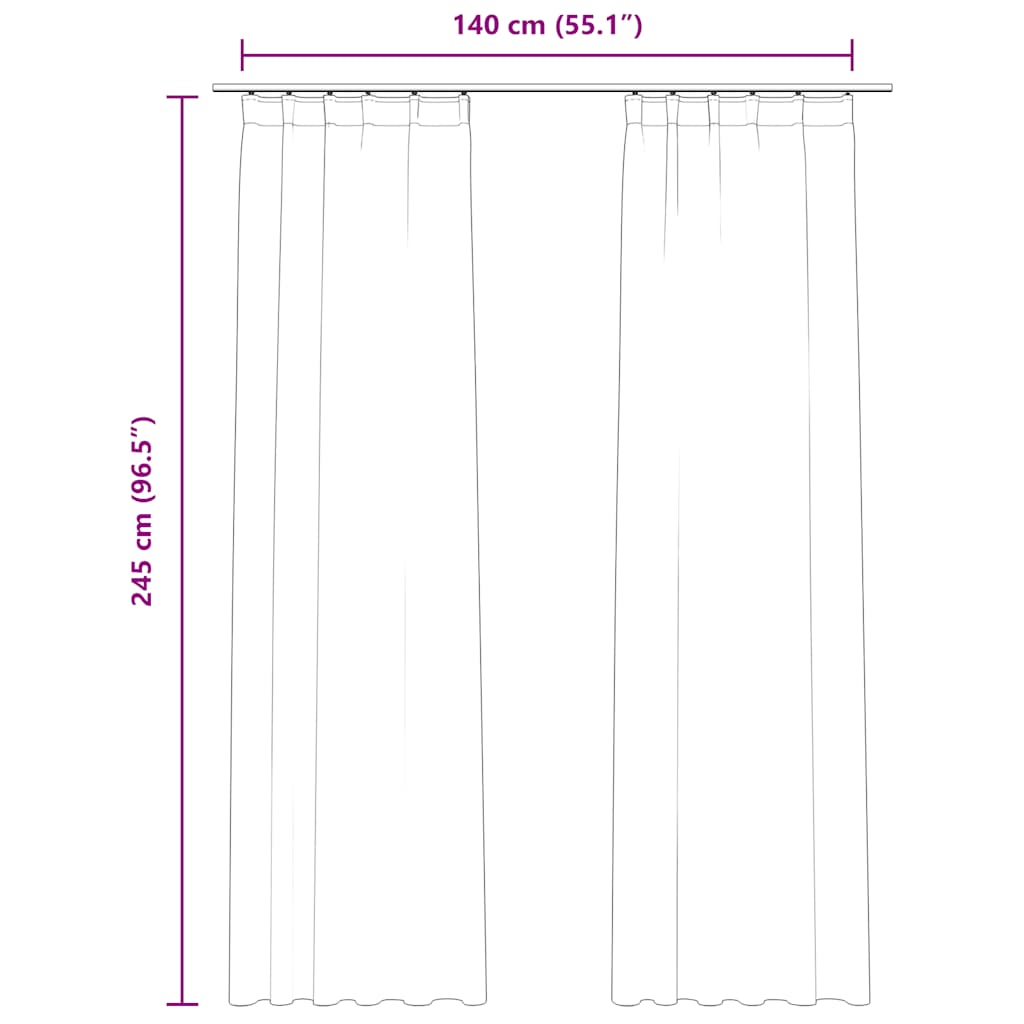 Tende Oscuranti con Ganci 2 pz Antracite in Velluto 140x245 cm