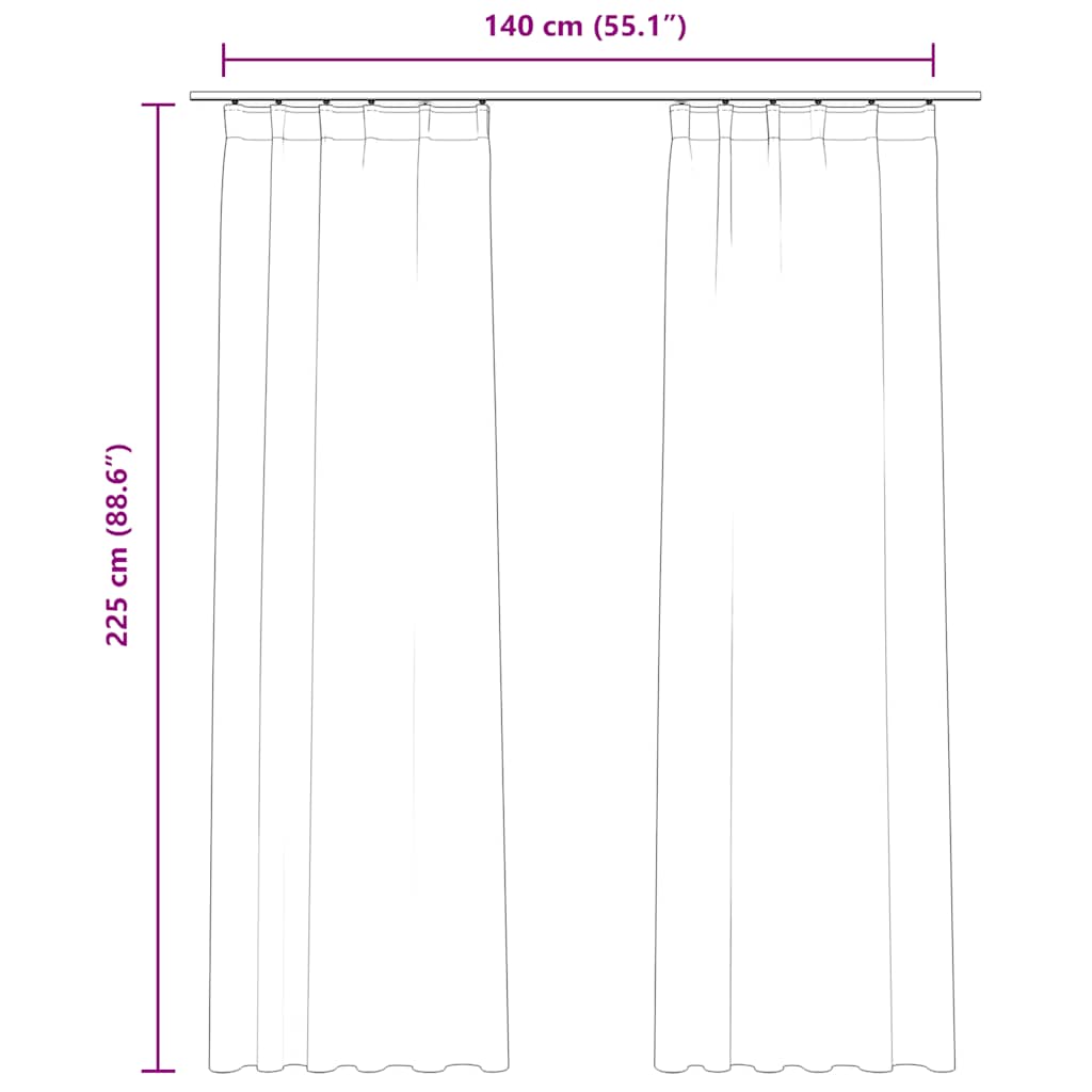 Tende Oscuranti con Ganci 2 pz Beige in Velluto 140x225 cm