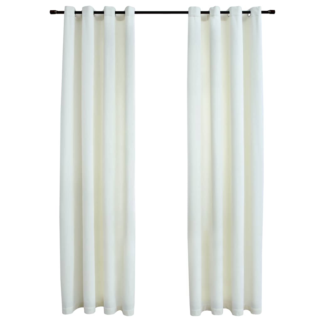Tende Oscuranti con Anelli 2 pz Crema in Velluto 140x245 cm