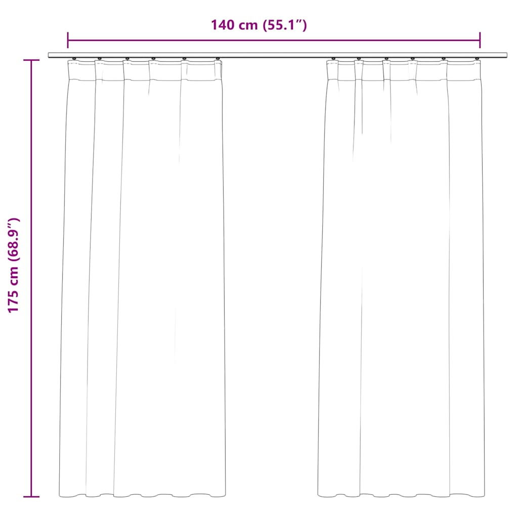 Tende Oscuranti con Ganci 2 pz Crema in Velluto 140x175 cm