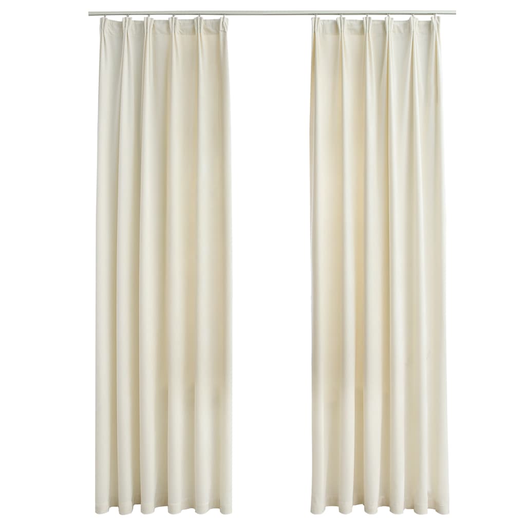 Tende Oscuranti con Ganci 2 pz Crema in Velluto 140x245 cm