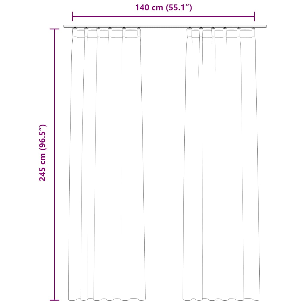 Tende Oscuranti con Ganci 2 pz Crema in Velluto 140x245 cm