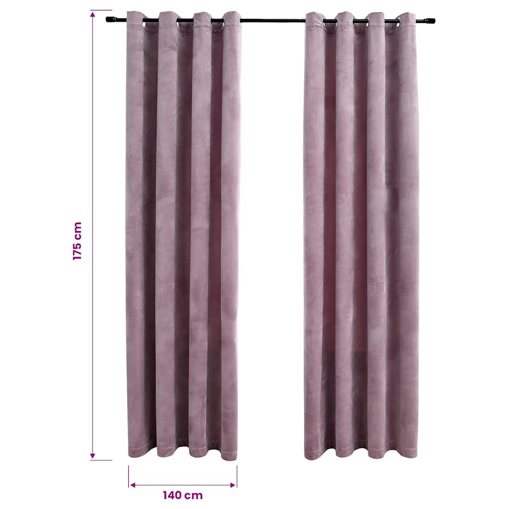 Tende Oscuranti con Anelli 2pz Rosa Antico in Velluto 140x175cm