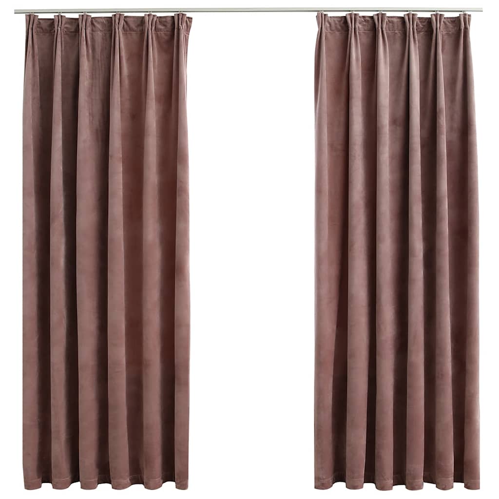 Tende Oscuranti con Ganci 2 pz Rosa Antico in Velluto 140x175cm