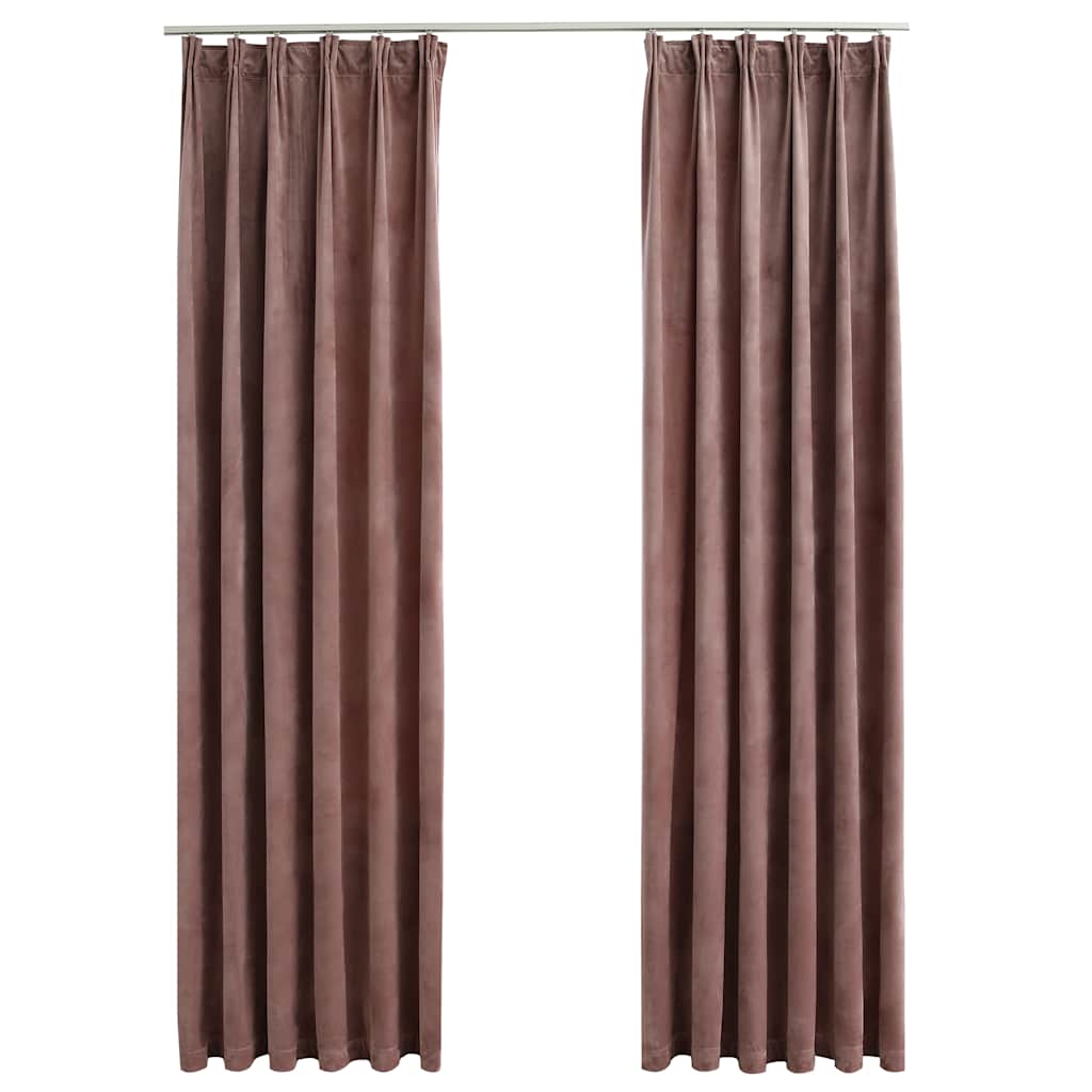Tende Oscuranti con Ganci 2 pz Rosa Antico in Velluto 140x245cm