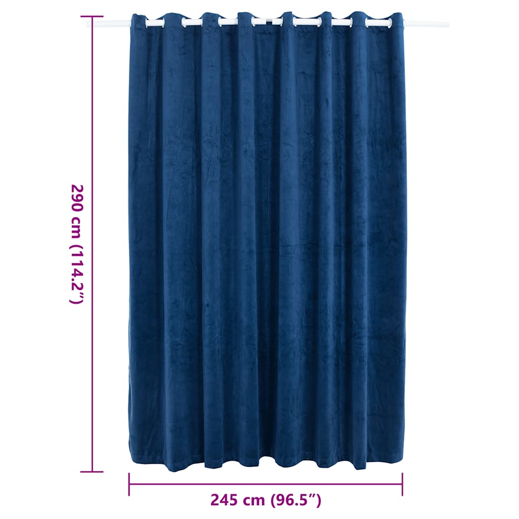 Tenda Oscurante Anelli in Metallo Velluto Blu Scuro 290x245 cm