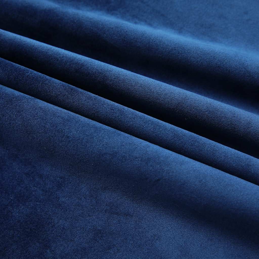 Tende Oscuranti con Ganci 2 pz Blu Scuro in Velluto 140x175 cm