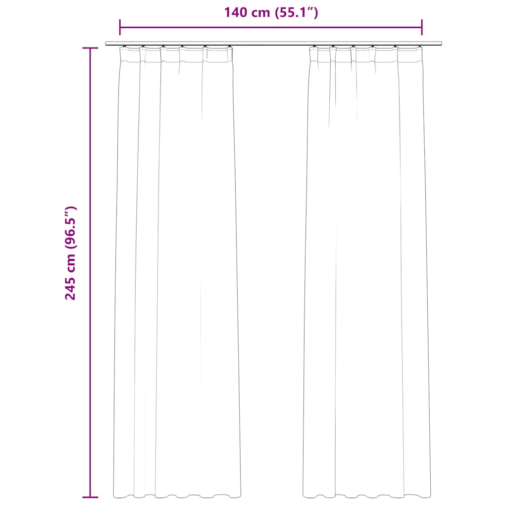 Tende Oscuranti con Ganci 2 pz Blu Scuro in Velluto 140x245 cm