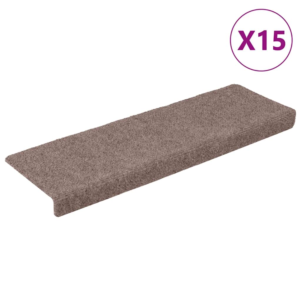 Tappetini per scale autoadesivi 15 pz 65x21x4 cm Marrone Chiaro Bordo rettangolare