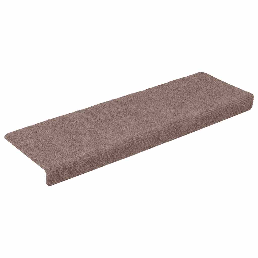 Tappetini per scale autoadesivi 15 pz 65x21x4 cm Marrone Chiaro Bordo rettangolare
