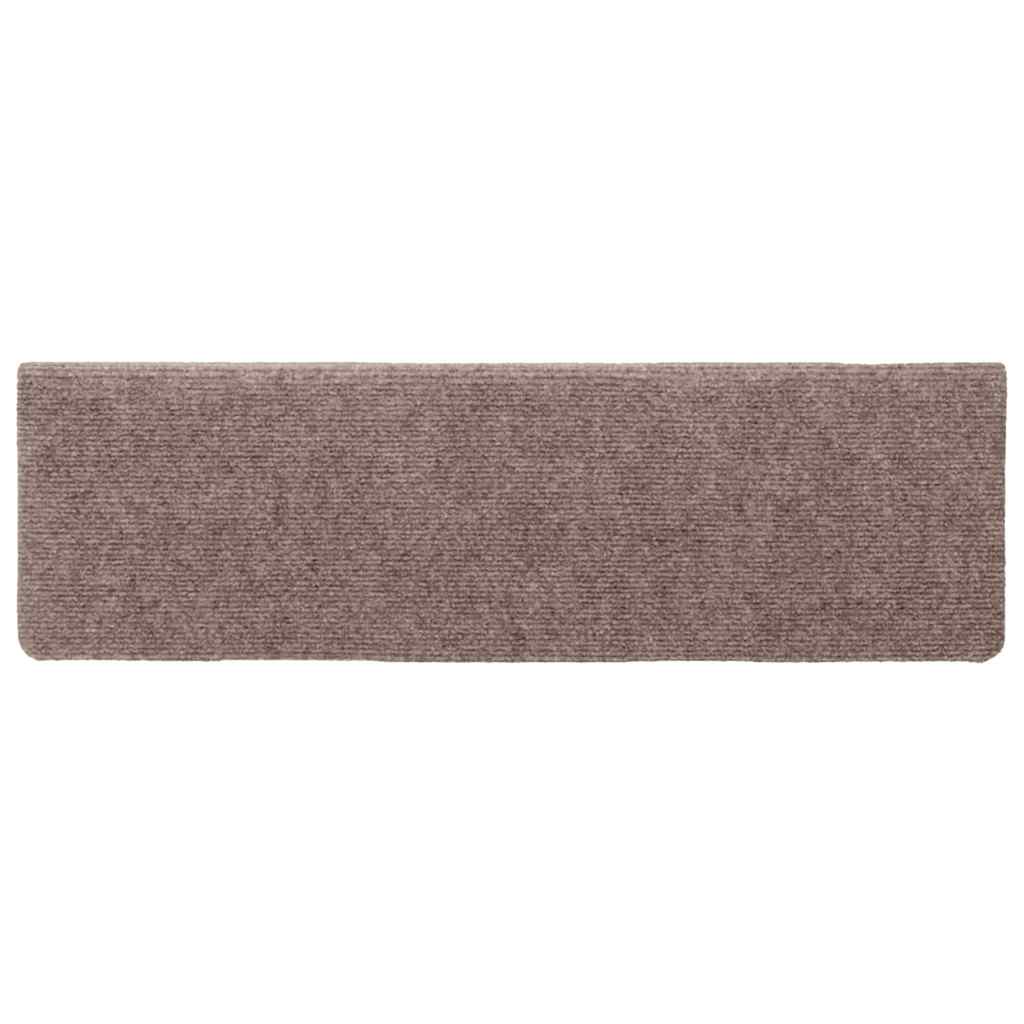 Tappetini per scale autoadesivi 15 pz 65x21x4 cm Marrone Chiaro Bordo rettangolare