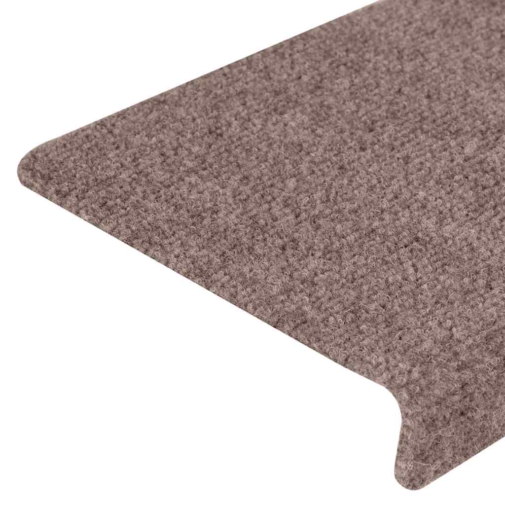 Tappetini per scale autoadesivi 15 pz 65x21x4 cm Marrone Chiaro Bordo rettangolare