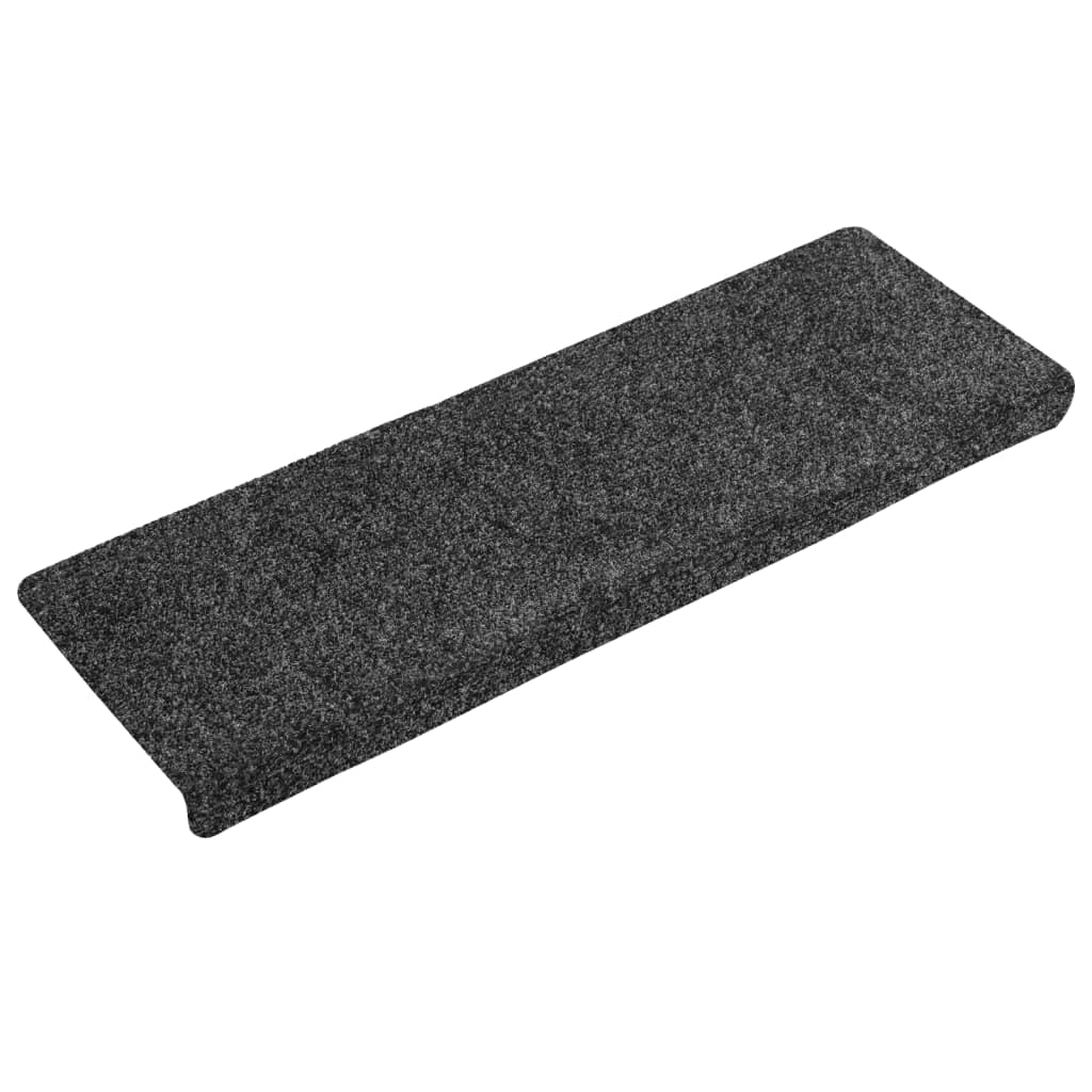Tappetini per scale autoadesivi 15 pz 65x21x4 cm Grigio Scuro bordo rettangolare