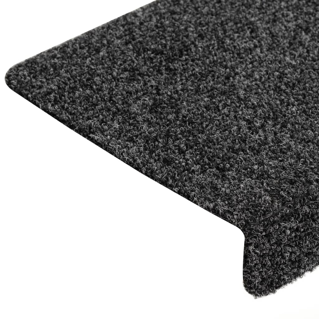 Tappetini per scale autoadesivi 15 pz 65x21x4 cm Grigio Scuro bordo rettangolare