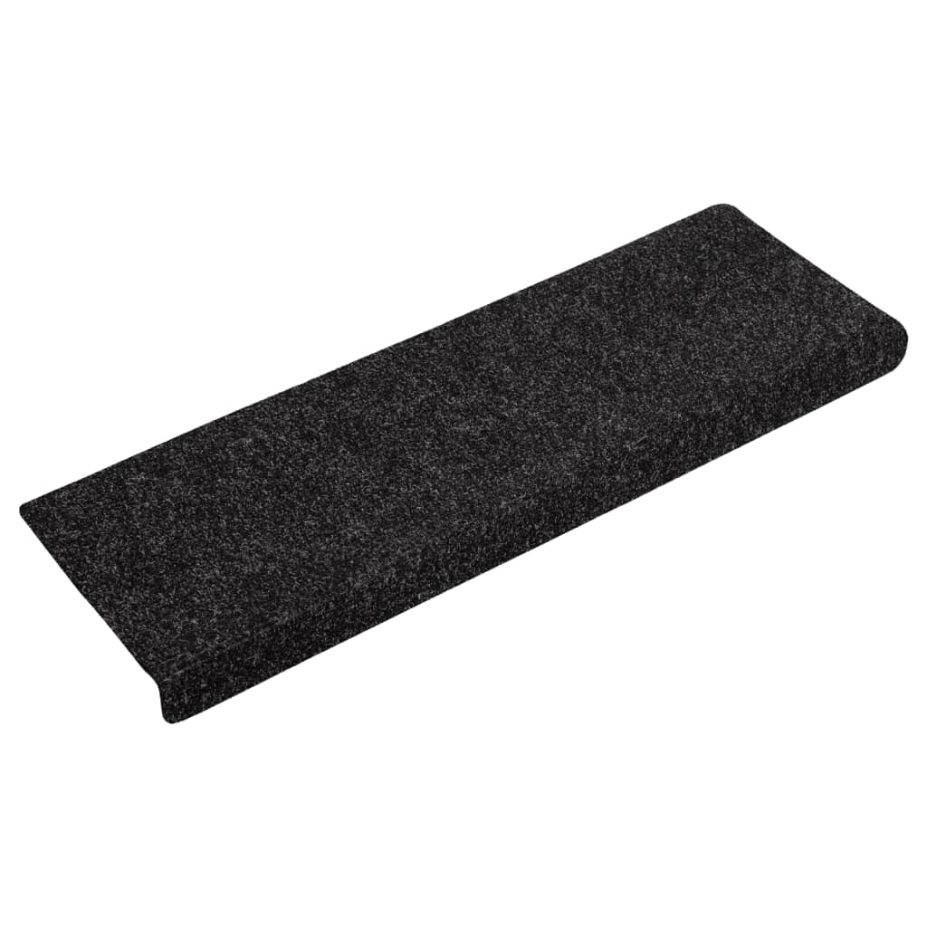 Tappetini per scale autoadesivi 15 pz 65x21x4 cm neri bordo rettangolare