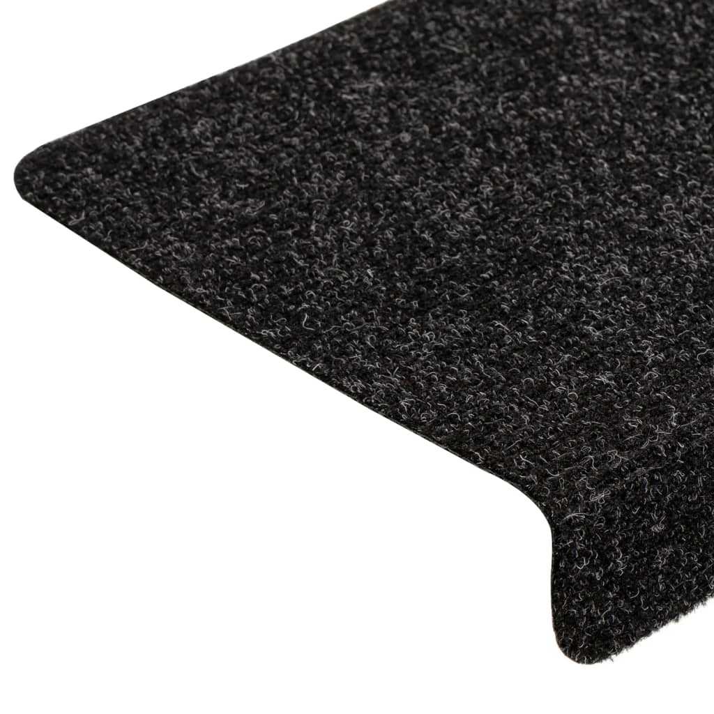 Tappetini per scale autoadesivi 15 pz 65x21x4 cm neri bordo rettangolare