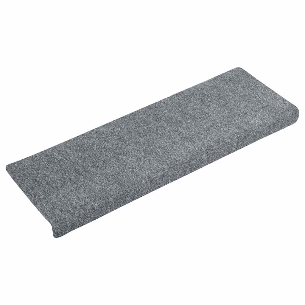 Tappetini per scale autoadesivi 15 pz 65x21x4 cm Grigio chiaro bordo rettangolare