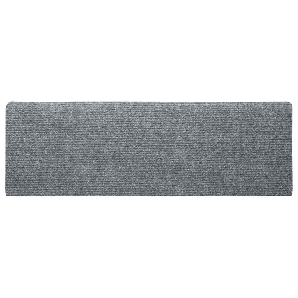 Tappetini per scale autoadesivi 15 pz 65x21x4 cm Grigio chiaro bordo rettangolare