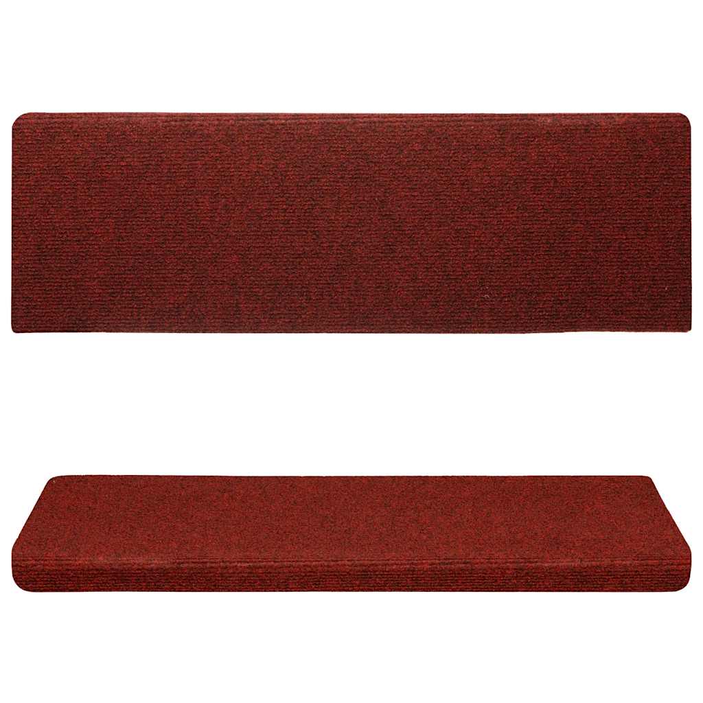 Tappetini per scale autoadesivi 15 pz 65x21x4 cm Bordeaux Rosso Bordo rettangolare