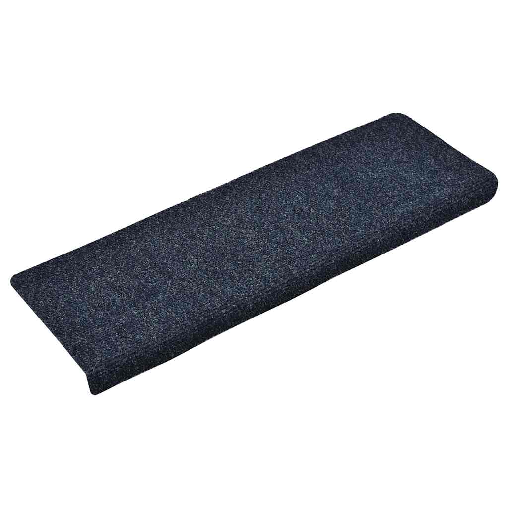 Tappetini per scale autoadesivi 15 pz 65x21x4 cm blu bordo rettangolare