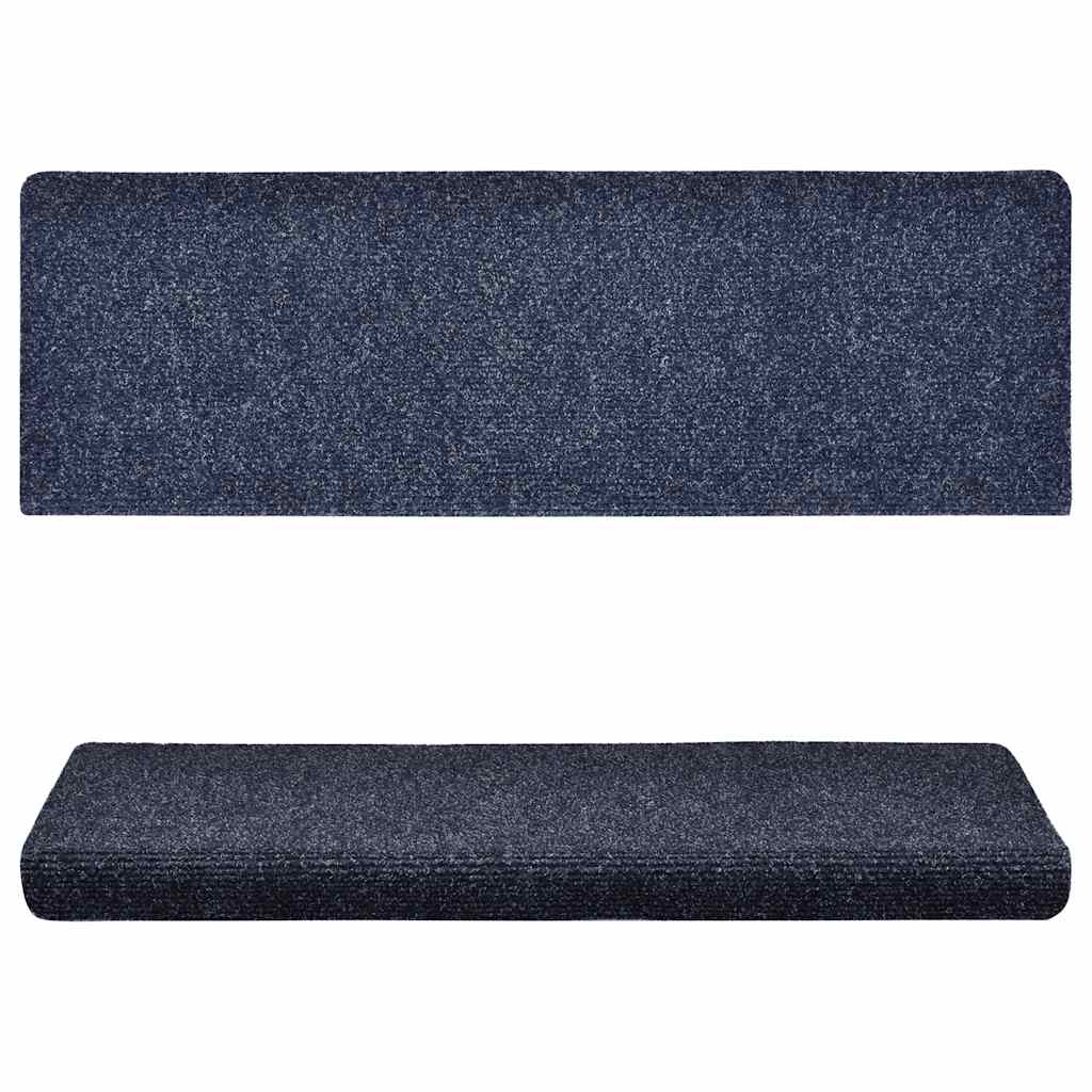 Tappetini per scale autoadesivi 15 pz 65x21x4 cm blu bordo rettangolare