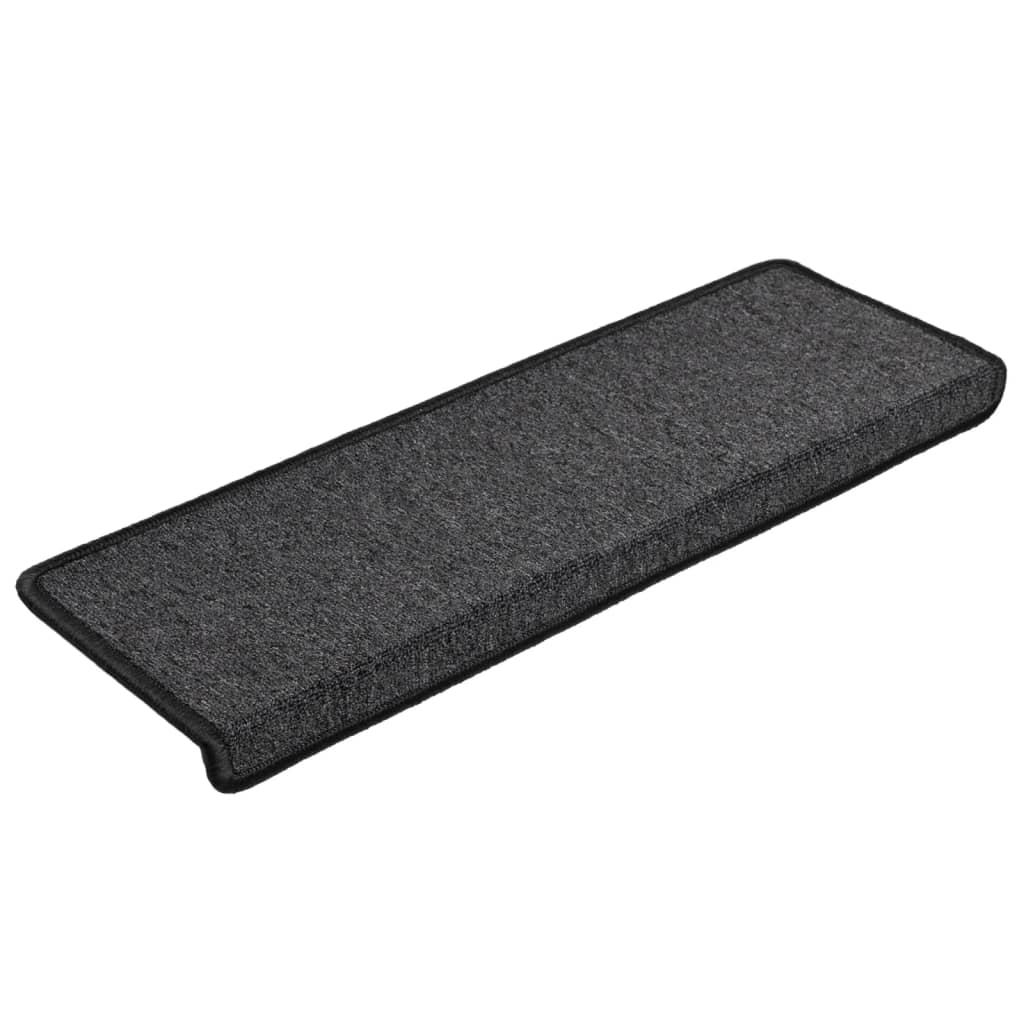 Tappetini per scale 15 pz 65x21x4 cm Antracite Bordo rettangolare