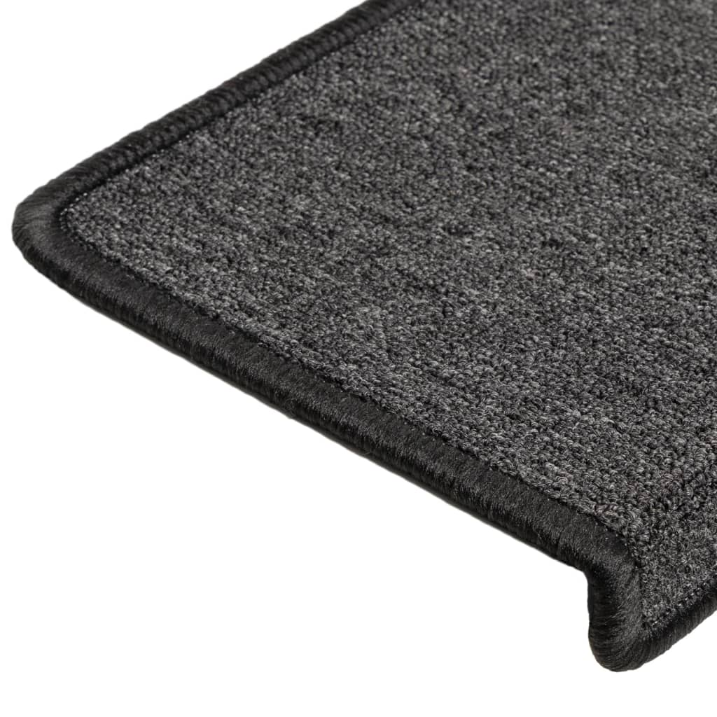 Tappetini per scale 15 pz 65x21x4 cm Antracite Bordo rettangolare