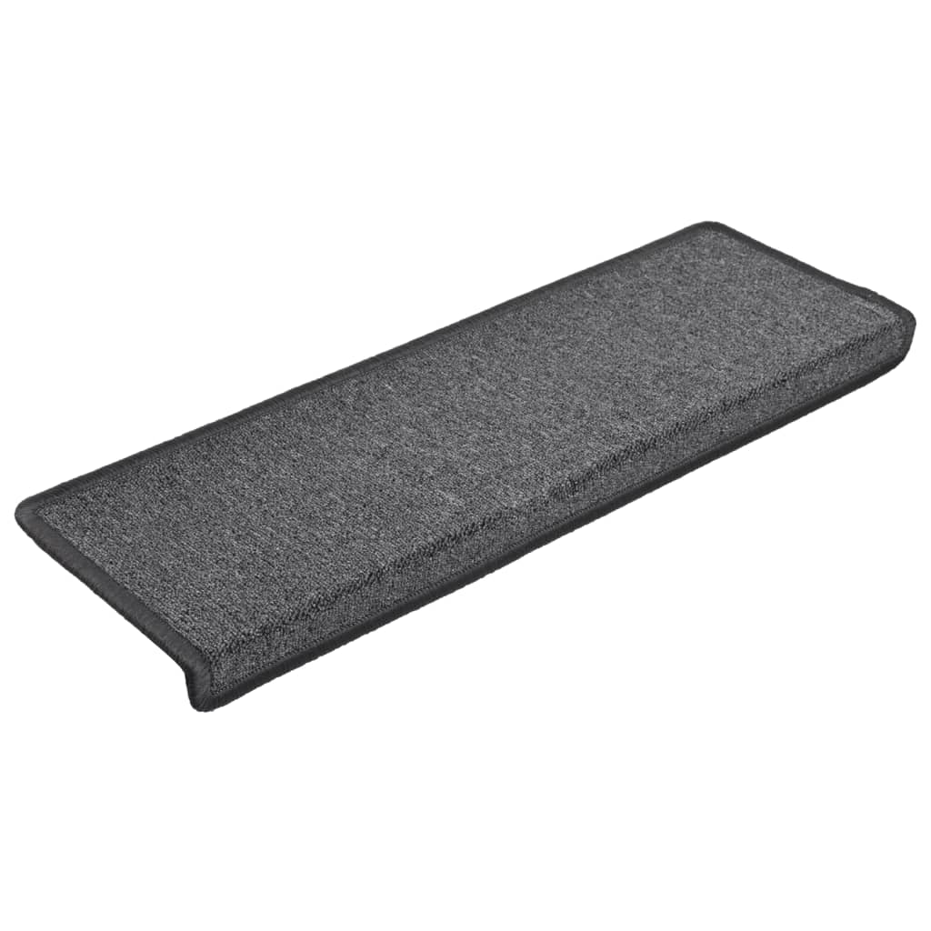 Tappetini per scale 15 pz 65x21x4 cm Grigio scuro Bordo rettangolare