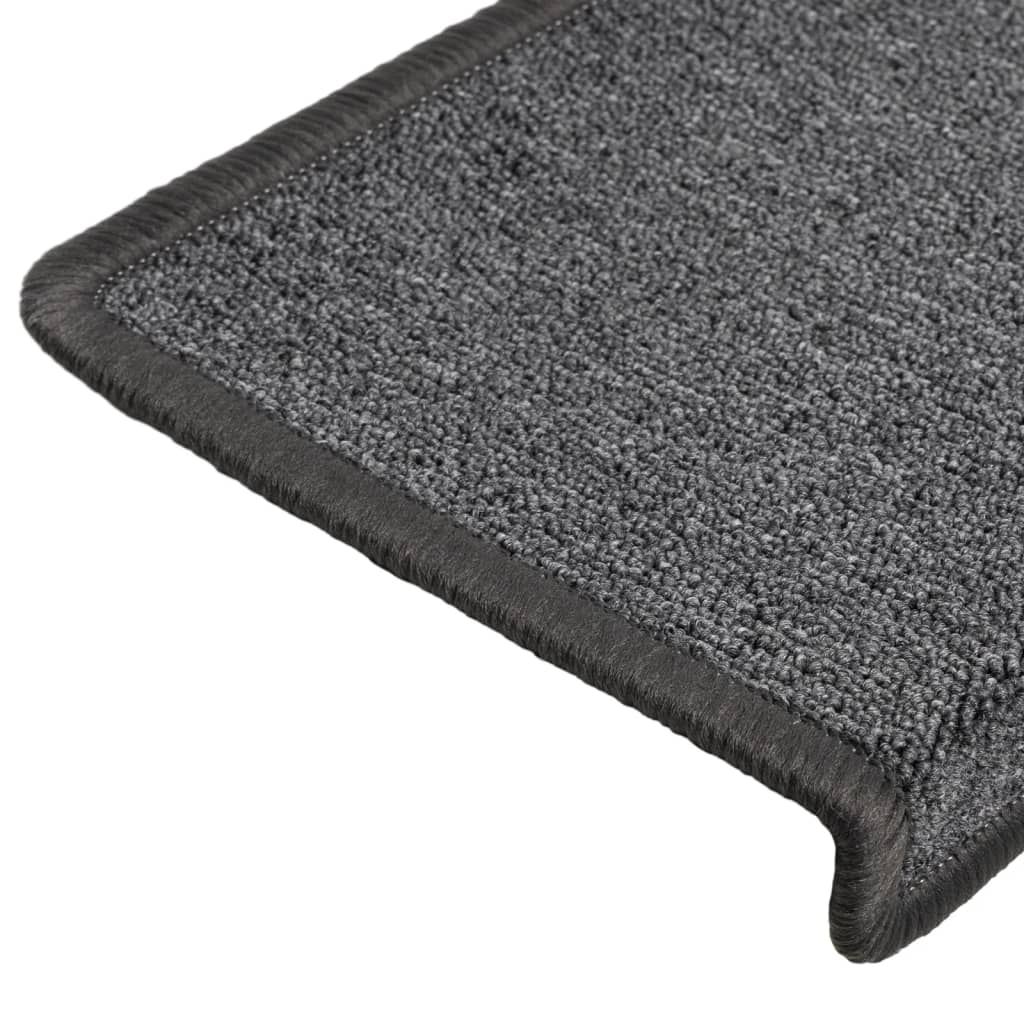 Tappetini per scale 15 pz 65x21x4 cm Grigio scuro Bordo rettangolare