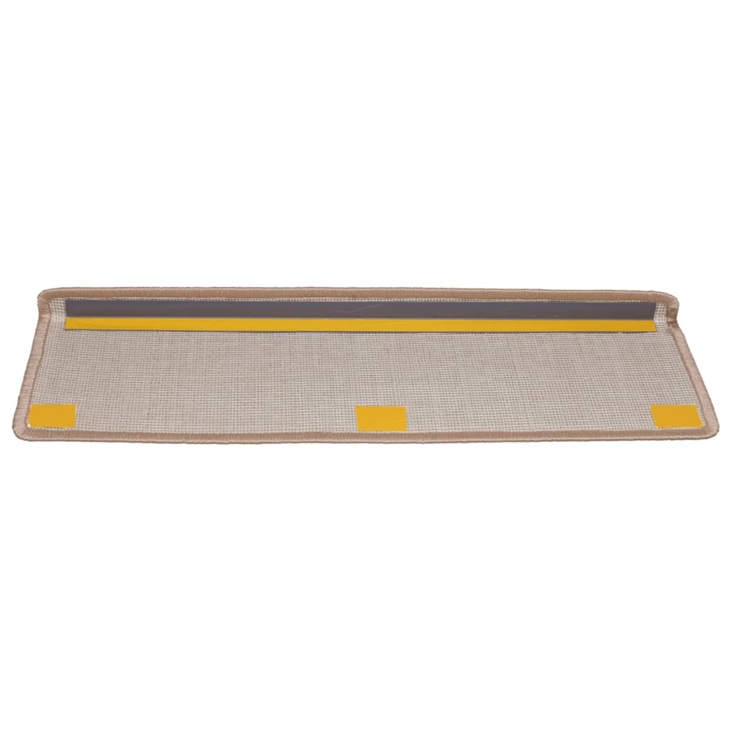 Tappetini per scale 15 pz 65x21x4 cm Marrone chiaro Bordo rettangolare