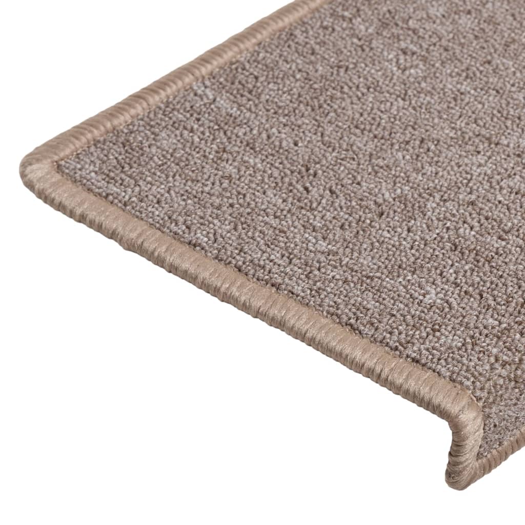 Tappetini per scale 15 pz 65x21x4 cm Marrone chiaro Bordo rettangolare
