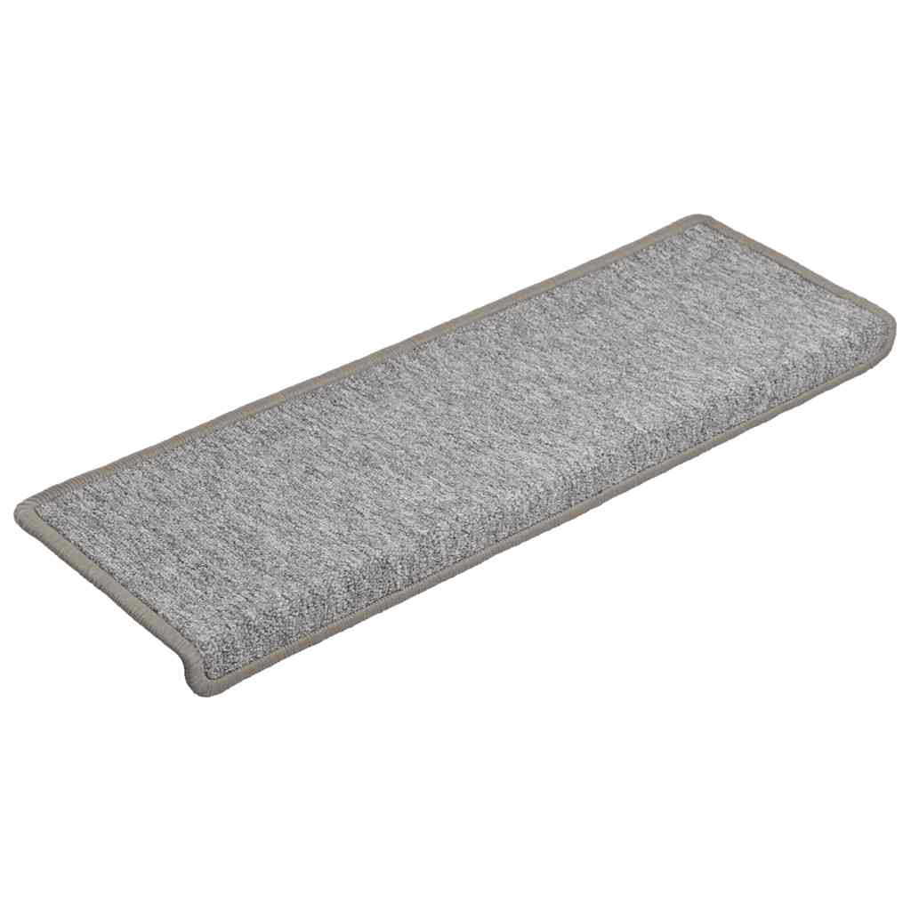 Tappetini per scale 15 pz 65x21x4 cm Grigio chiaro Bordo rettangolare